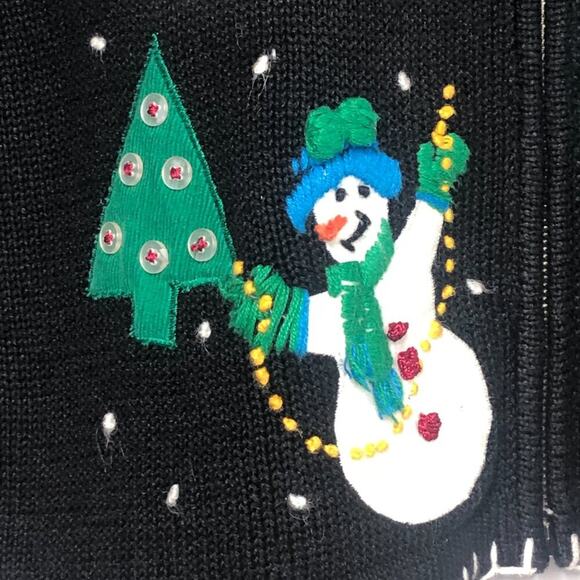 Vintage Knit Hooded Ugly Sweater Christmas Snowman Holiday Size M - Picture 6 of 16